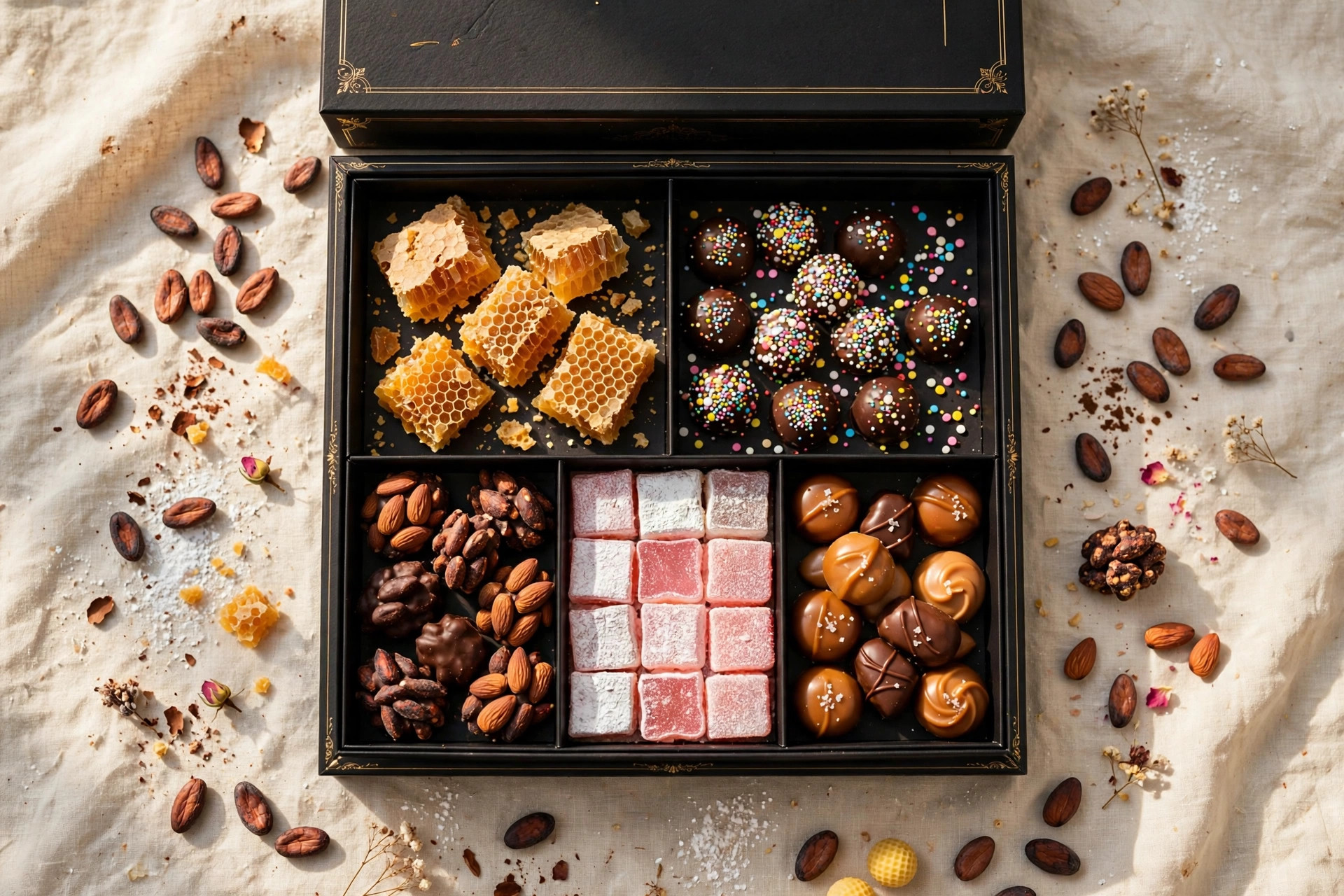 Assorted handmade chocolates including dairy-free options